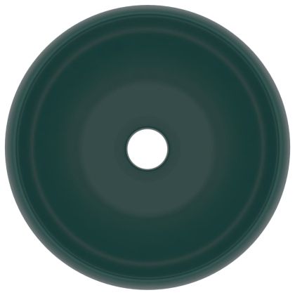 Луксозна кръгла мивка, матово тъмнозелена, 40x15 см, керамика