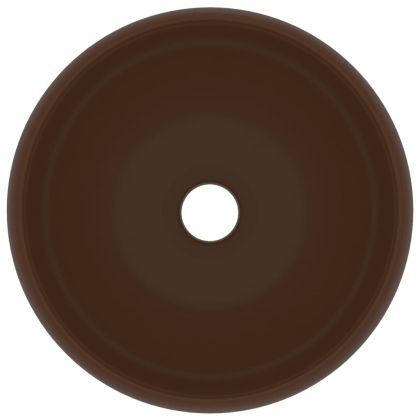 Луксозна кръгла мивка, матово тъмнокафява, 40x15 см, керамика