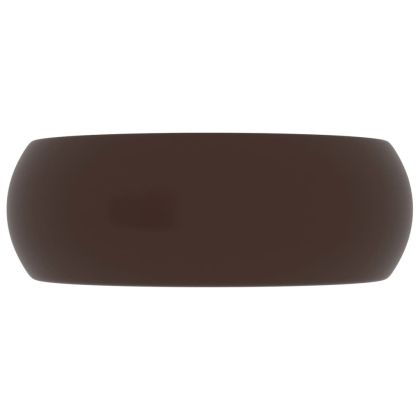 Луксозна кръгла мивка, матово тъмнокафява, 40x15 см, керамика