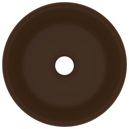 Луксозна кръгла мивка, матово тъмнокафява, 40x15 см, керамика