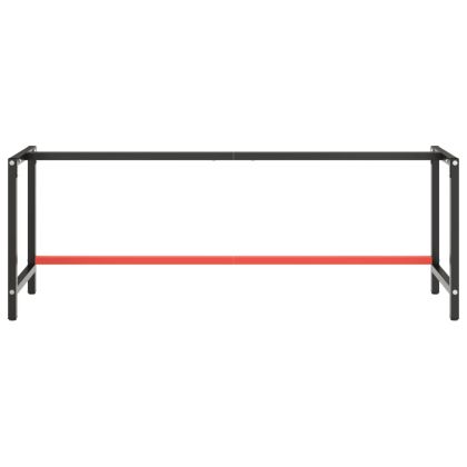 Рамка за работна маса матово черно и червено 220x57x79 см метал