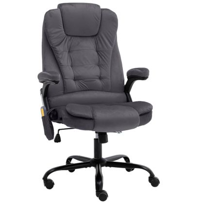 Масажиращ офис стол, тъмносив, кадифе