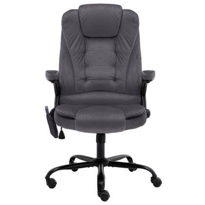 Масажиращ офис стол, тъмносив, кадифе