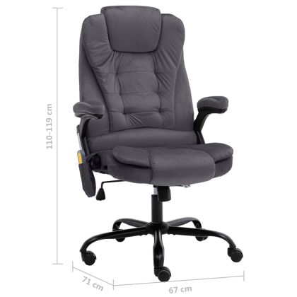 Масажиращ офис стол, тъмносив, кадифе