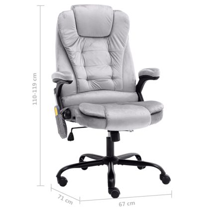 Масажиращ офис стол, светлосив, кадифе