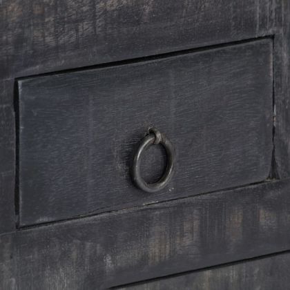 Маса за кафе, черна, 65x65x30 см, мангово дърво масив