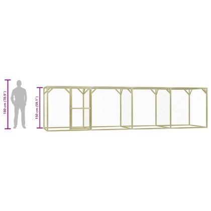Клетка за пилета, 1,5x6x1,5 м, импрегниран бор