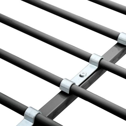 Горно легло с рамка за маса, сиво, метал, 90x200 см