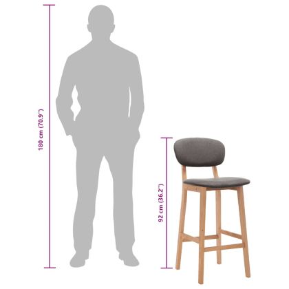 Бар табуретки, 2 бр, светлосиви, текстил