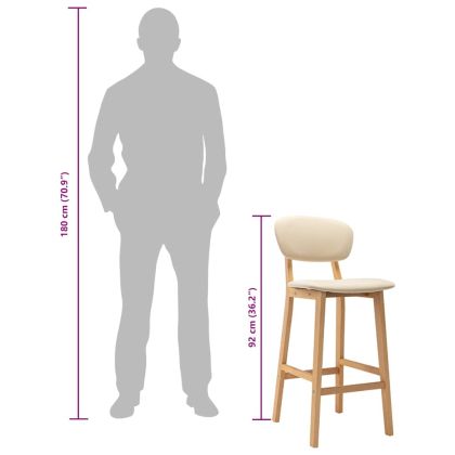 Бар табуретки, 2 бр, кремави, текстил