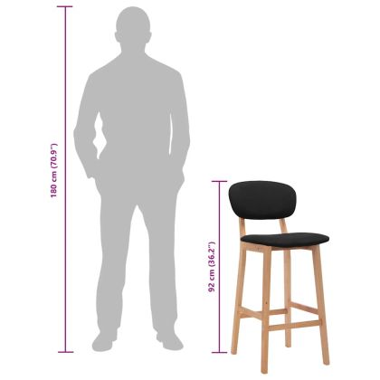 Бар табуретки, 2 бр, черни, текстил