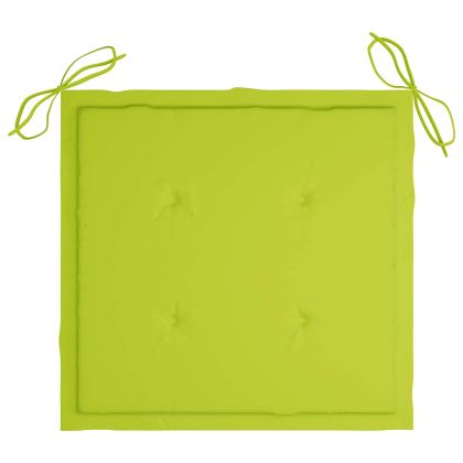 Градински столове с яркозелени възглавници 3 бр тик масив