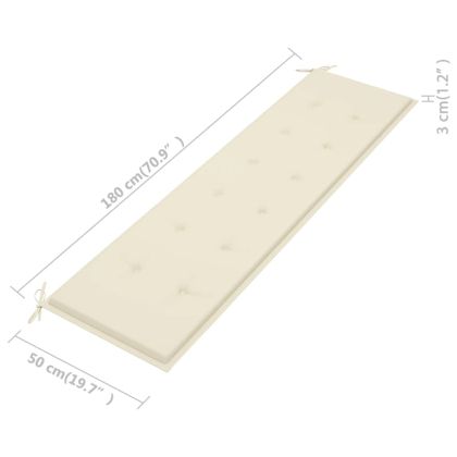 Градинска пейка с кремаво шалте, 175 см, тик масив