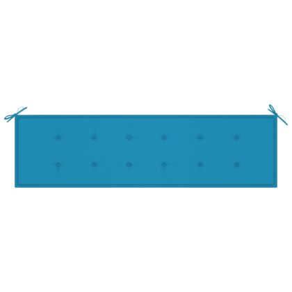 Градинска пейка със синьо шалте, 175 см, тик масив