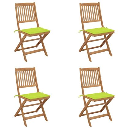 Сгъваеми градински столове, 4 бр, с възглавници, акация масив