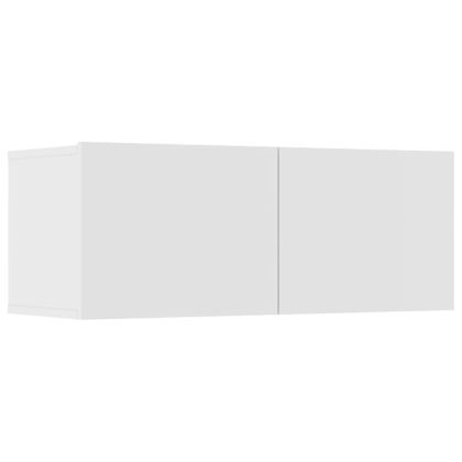 Комплект ТВ шкафове от 7 части, бял, инженерно дърво