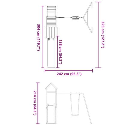 Комбинирано детско съоръжение за игра на открито, бор масив