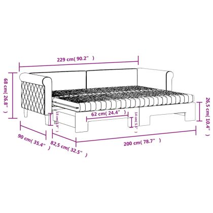 Канапе с изтеглящо легло и матраци черно 80x200 см кадифе