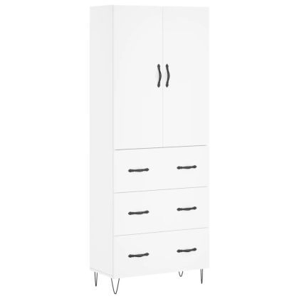 Висок шкаф, бял, 69,5x34x180 см, инженерно дърво