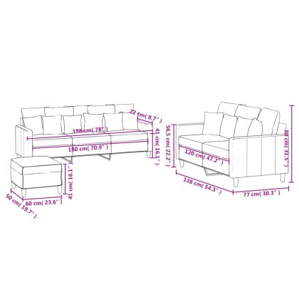 Комплект дивани от 3 части с възглавници, черен, кадифе