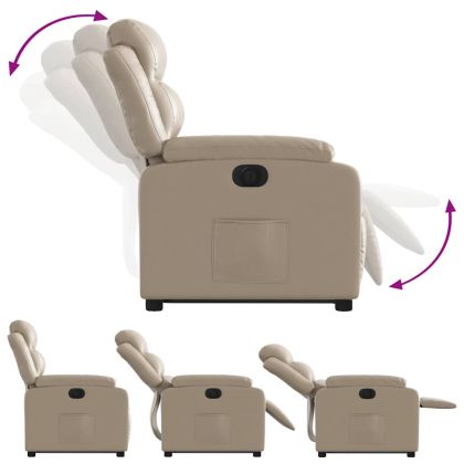 Електрически изправящ реклайнер стол, капучино, изкуствена кожа