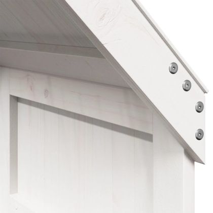 Двуетажно легло с покрив, бял, 90x200 см, борово дърво масив