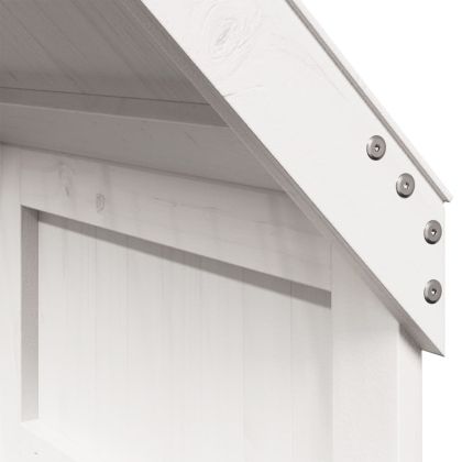 Двуетажно легло с покрив, бял, 75x190 см, борово дърво масив