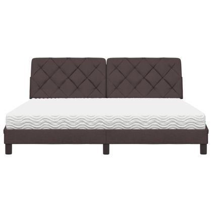 Легло с матрак, тъмнокафяво, 180x200 см, плат