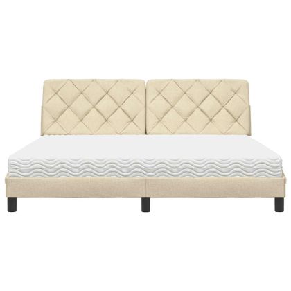 Легло с матрак, кремаво, 180x200 см, плат