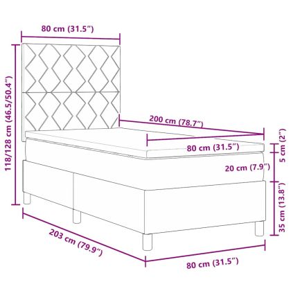 Легло с пружинирана основа с матрак Крем 80 x 200 cm текстил