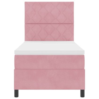 Легло с пружинирана основа с матрак Розово 100 x 200 cm текстил