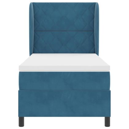 Легло с пружинирана основа Тъмен син 200 x 90 см Полиестер