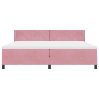 Легло с пружинирана основа Розово 200 x 200 cm Полиестер