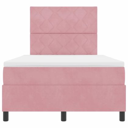 LED кутия за пружини с легло Розово 120 x 190 cm текстил