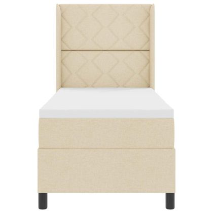 LED кутия за пружини с легло с матрак Крем 80 x 200 cm текстил