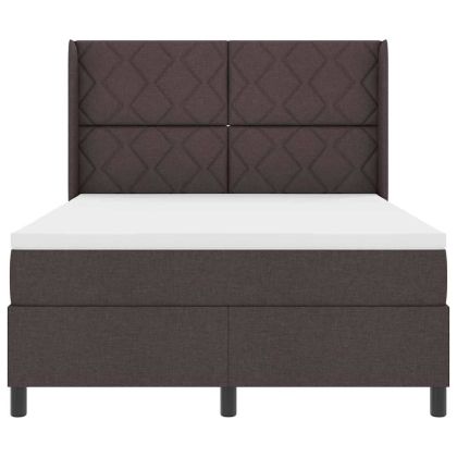 LED кутия за пружини с легло Тъмен кафяв 140 x 200 cm текстил