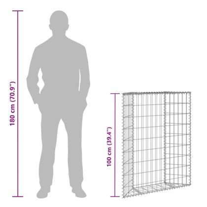 Габион повдигната леха трапец поцинкована стомана 80x20x100 см