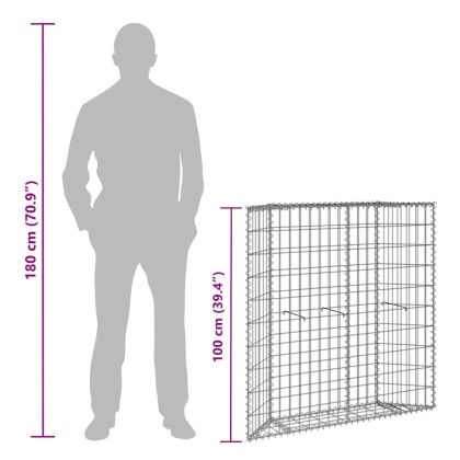 Габион повдигната леха трапец поцинкована стомана 100x20x100 см