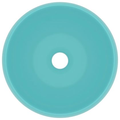 Луксозна кръгла мивка, матово светлозелена, 40x15 см, керамика