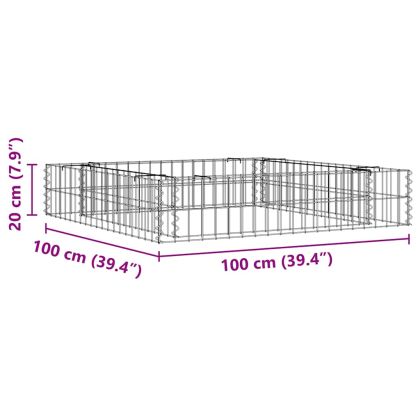 Габион повдигната леха, поцинкована стомана, 100x100x20 см