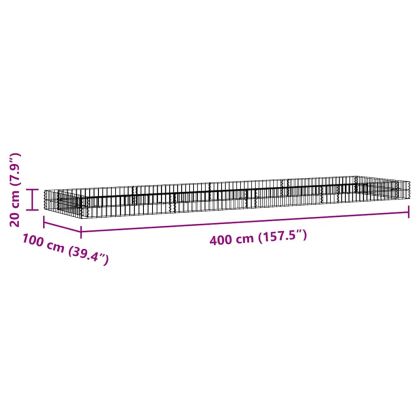Габион повдигната леха, поцинкована стомана, 400x100x20 cм