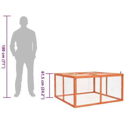 Клетка за зайци, 124x120x60 см, чам масив