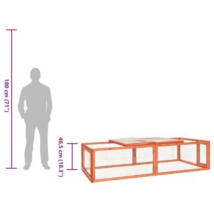 Клетка за зайци, 183x90x46,5 см, чам масив