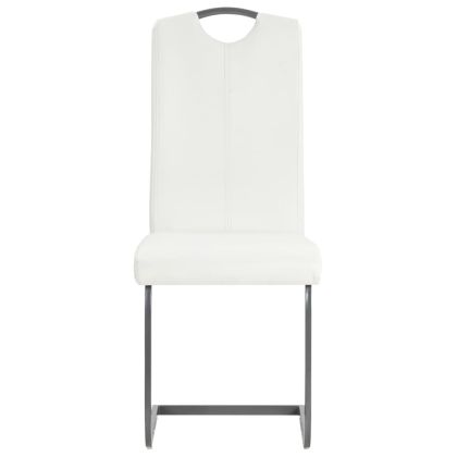 Конзолни трапезни столове, 2 бр, бели, изкуствена кожа