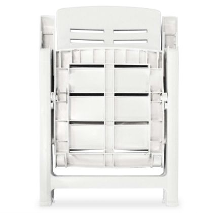 Градински трапезен комплект, 5 части, пластмаса, бял