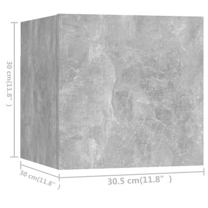 Комплект ТВ шкафове от 9 части, бетонно сиви, инженерно дърво