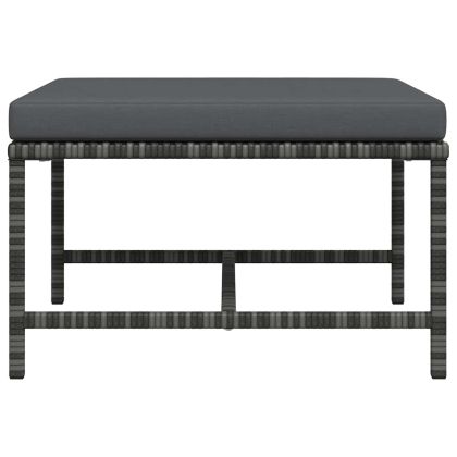 Модулна табуретка с възглавница, сива, полиратан