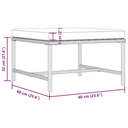 Модулна табуретка с възглавница, сива, полиратан