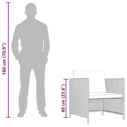 Градински диван с възглавници, сив, полиратан