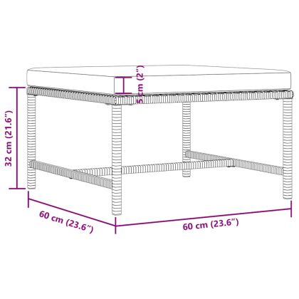 Градински комплект с възглавници, 4 части, черен полиратан